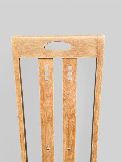 Pair of 1970s Mackintosh Style Oak Chairs – Light Oak & Striped Upholstery - Image 15