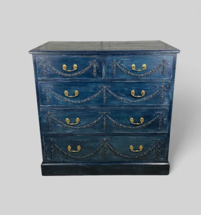 Victorian Pine Blue Painted Chest of Drawers - Image 14