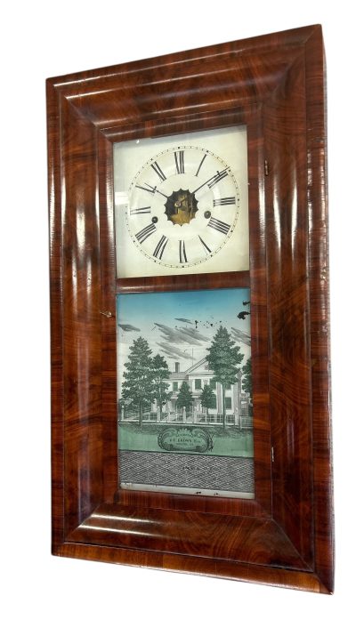 Splendid Antique American Reverse painted panel Wall Clock – ca 1880 - Image 4