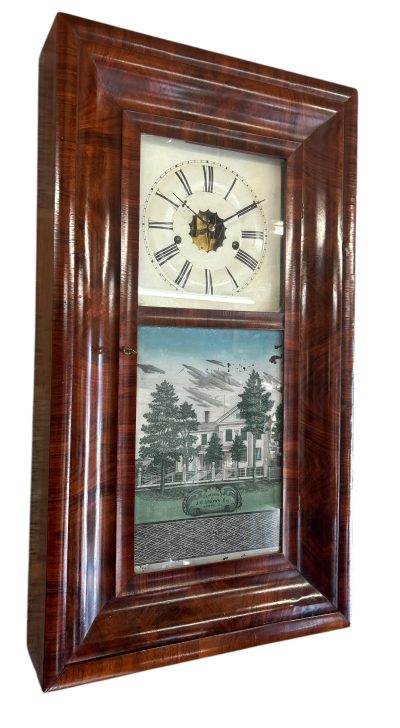 Splendid Antique American Reverse painted panel Wall Clock – ca 1880 - Image 9
