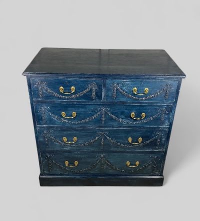 Victorian Pine Blue Painted Chest of Drawers - Image 13