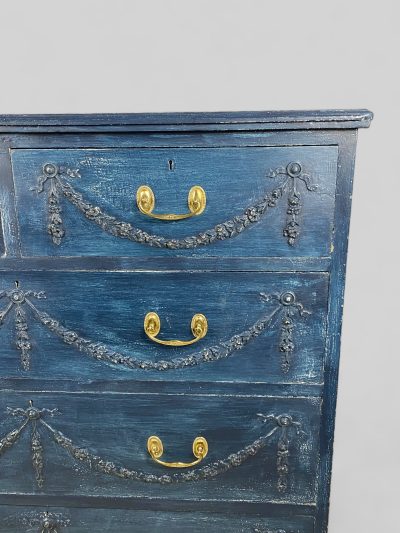 Victorian Pine Blue Painted Chest of Drawers - Image 10