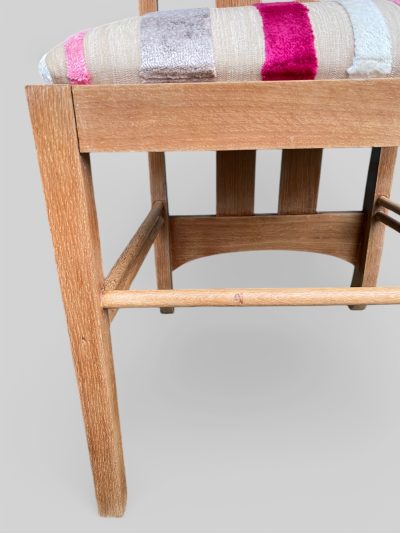 Pair of 1970s Mackintosh Style Oak Chairs – Light Oak & Striped Upholstery - Image 12