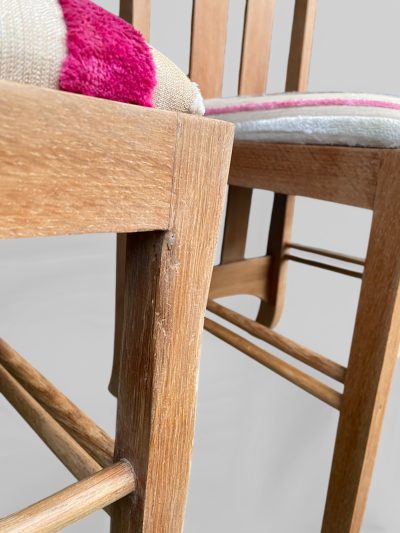 Pair of 1970s Mackintosh Style Oak Chairs – Light Oak & Striped Upholstery - Image 11