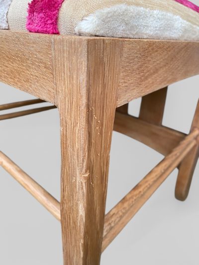 Pair of 1970s Mackintosh Style Oak Chairs – Light Oak & Striped Upholstery - Image 10