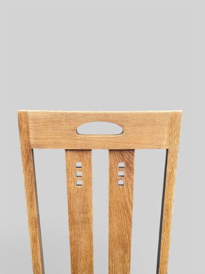 Pair of 1970s Mackintosh Style Oak Chairs – Light Oak & Striped Upholstery - Image 9