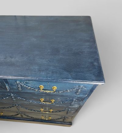 Victorian Pine Blue Painted Chest of Drawers - Image 8