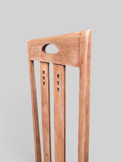 Pair of 1970s Mackintosh Style Oak Chairs – Light Oak & Striped Upholstery - Image 8