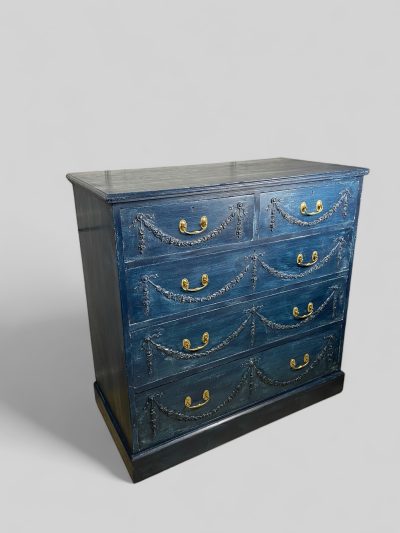 Victorian Pine Blue Painted Chest of Drawers - Image 7
