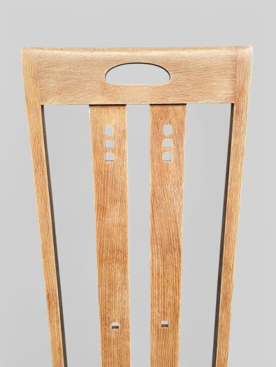 Pair of 1970s Mackintosh Style Oak Chairs – Light Oak & Striped Upholstery - Image 4
