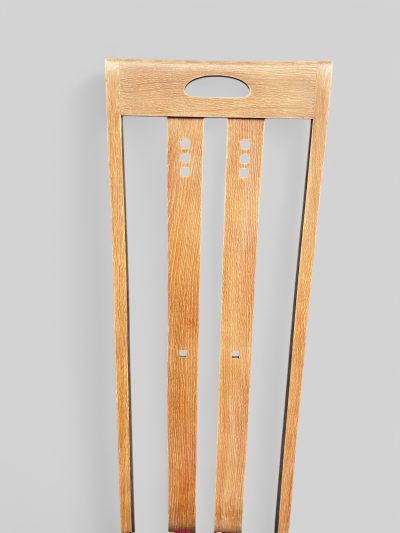 Pair of 1970s Mackintosh Style Oak Chairs – Light Oak & Striped Upholstery - Image 3