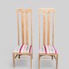 Pair of 1970s Mackintosh Style Oak Chairs – Light Oak & Striped Upholstery - Image 2