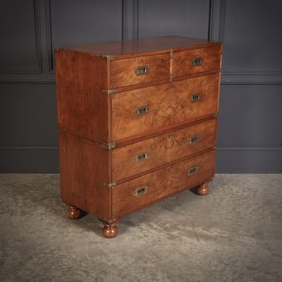 Rare Figured Walnut Military Campaign Chest - Image 2