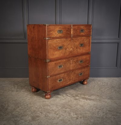 Rare Figured Walnut Military Campaign Chest - Image 3