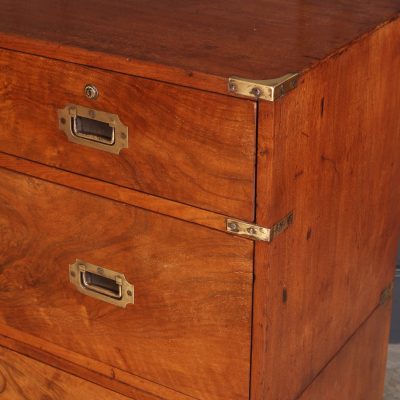 Rare Figured Walnut Military Campaign Chest - Image 15