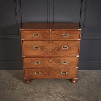 Rare Figured Walnut Military Campaign Chest - Image 5