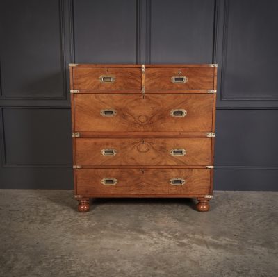 Rare Figured Walnut Military Campaign Chest - Image 6