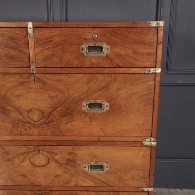 Rare Figured Walnut Military Campaign Chest - Image 7