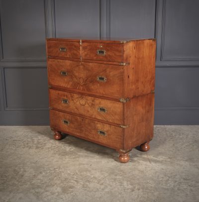 Rare Figured Walnut Military Campaign Chest - Image 8