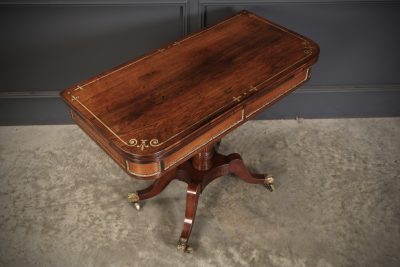 Regency Rosewood Brass Inlaid Card Table - Image 2