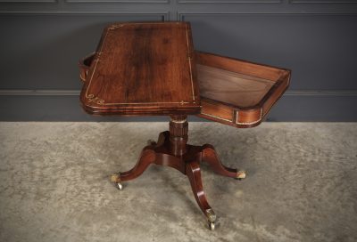 Regency Rosewood Brass Inlaid Card Table - Image 11