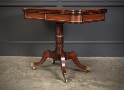 Regency Rosewood Brass Inlaid Card Table - Image 12
