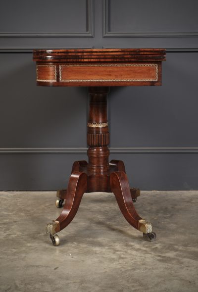 Regency Rosewood Brass Inlaid Card Table - Image 13