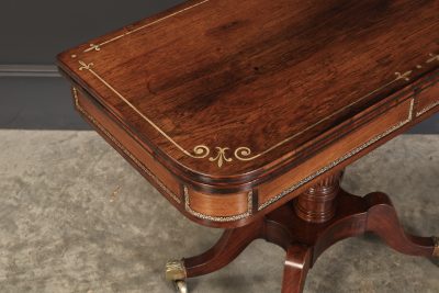 Regency Rosewood Brass Inlaid Card Table - Image 3