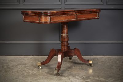 Regency Rosewood Brass Inlaid Card Table - Image 4