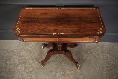 Regency Rosewood Brass Inlaid Card Table - Image 7