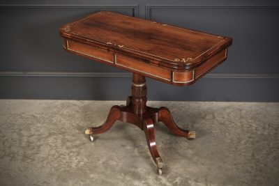 Regency Rosewood Brass Inlaid Card Table - Image 8
