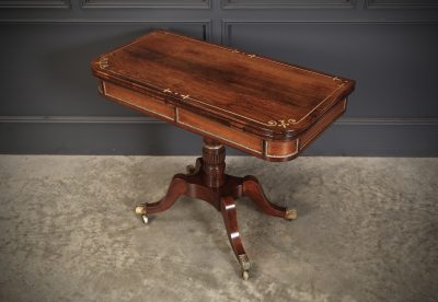 Regency Rosewood Brass Inlaid Card Table - Image 10
