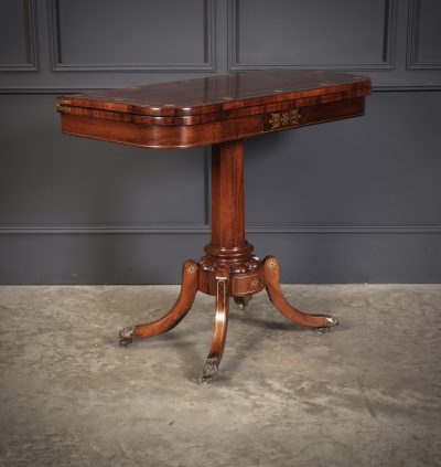 Fine Regency Rosewood Brass Inlaid Card Table - Image 3