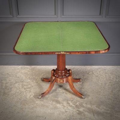 Fine Regency Rosewood Brass Inlaid Card Table - Image 11