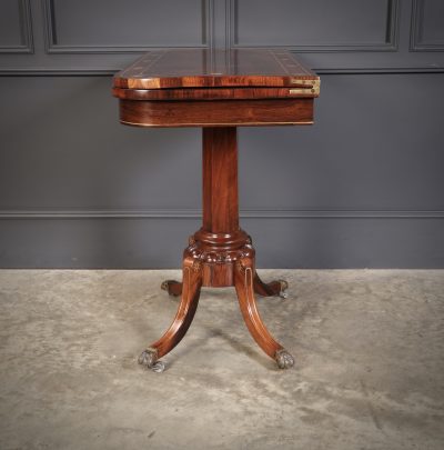 Fine Regency Rosewood Brass Inlaid Card Table - Image 12