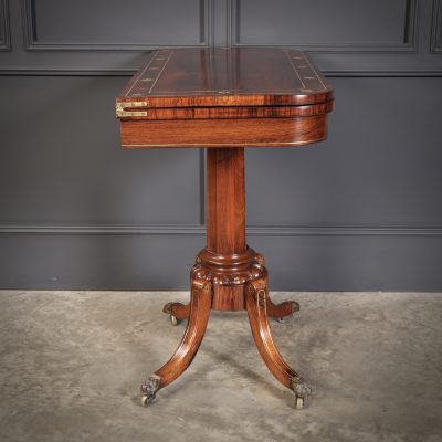 Fine Regency Rosewood Brass Inlaid Card Table - Image 14