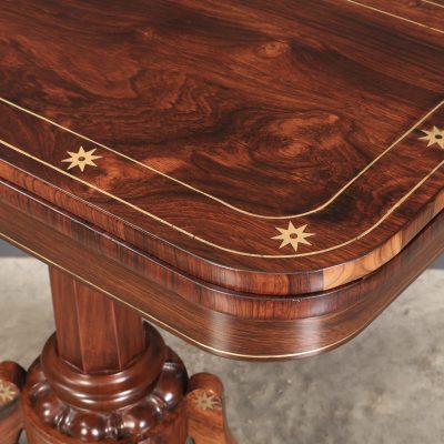 Fine Regency Rosewood Brass Inlaid Card Table - Image 5