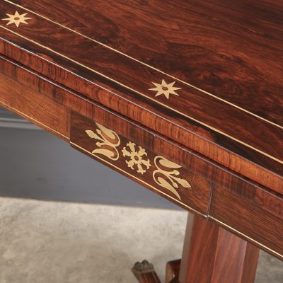 Fine Regency Rosewood Brass Inlaid Card Table - Image 7