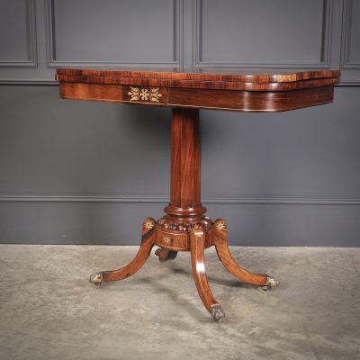 Fine Regency Rosewood Brass Inlaid Card Table - Image 8