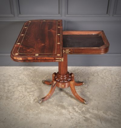 Fine Regency Rosewood Brass Inlaid Card Table - Image 10