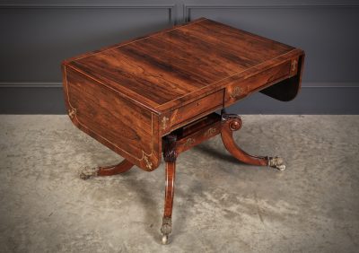 Exquisite Regency Rosewood Brass Inlaid Sofa Table - Image 2