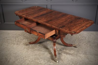 Exquisite Regency Rosewood Brass Inlaid Sofa Table - Image 11