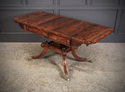 Exquisite Regency Rosewood Brass Inlaid Sofa Table - Image 18