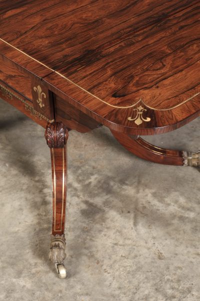 Exquisite Regency Rosewood Brass Inlaid Sofa Table - Image 12