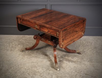 Exquisite Regency Rosewood Brass Inlaid Sofa Table - Image 13