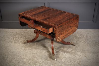 Exquisite Regency Rosewood Brass Inlaid Sofa Table - Image 14