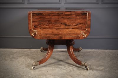 Exquisite Regency Rosewood Brass Inlaid Sofa Table - Image 15