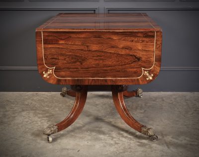 Exquisite Regency Rosewood Brass Inlaid Sofa Table - Image 17