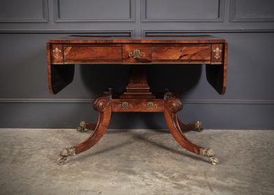 Exquisite Regency Rosewood Brass Inlaid Sofa Table - Image 4