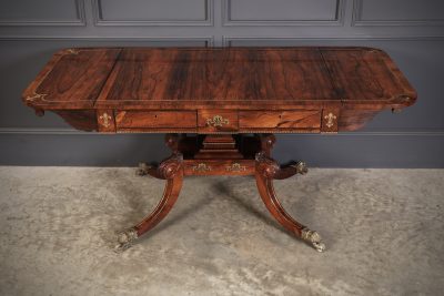 Exquisite Regency Rosewood Brass Inlaid Sofa Table - Image 5